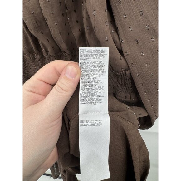 Old Navy Plus Size Dress Women 2X Brown Sheer Smocked Waist Ruffle Peasant - Picture 6 of 10